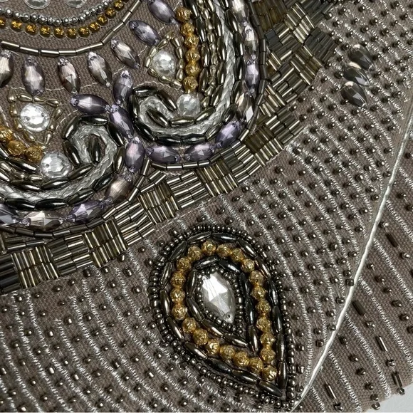 Ethereal Embroidered Beaded Clutch Crossbody Made India Fairy Feminine Romantic - Picture 7 of 9